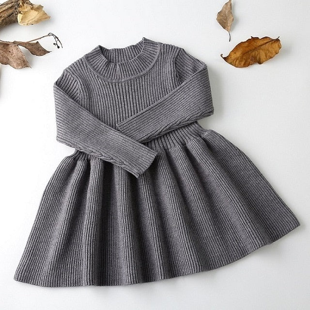 Knee-High Long Sleeve Knitted Dress