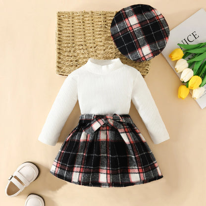 Turtle Neck Long Sleeve Three-Piece Skirt Set