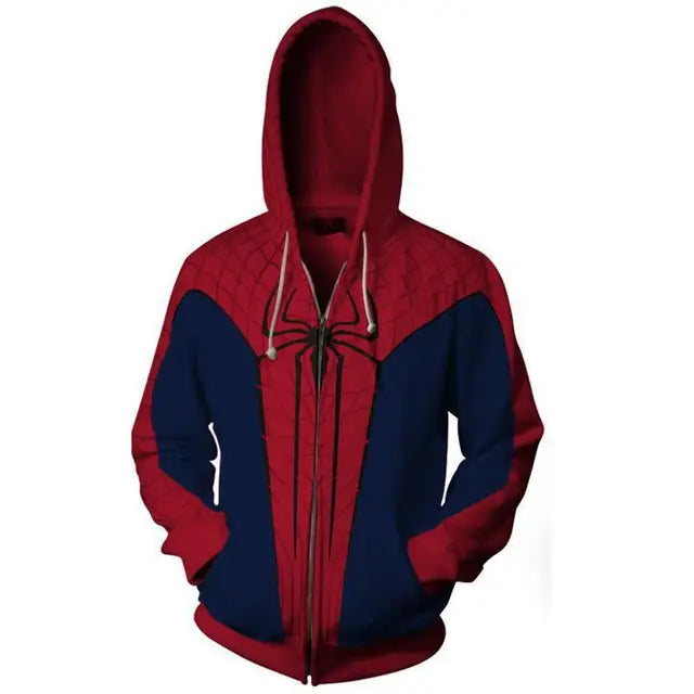 Anime Superhero Spiderman Hooded Zipper Jackets