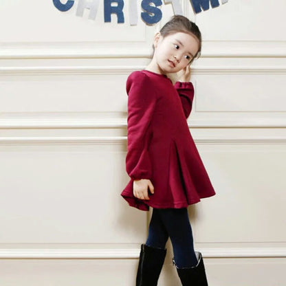 Thick Long Sleeve Cotton Knee-High Dress