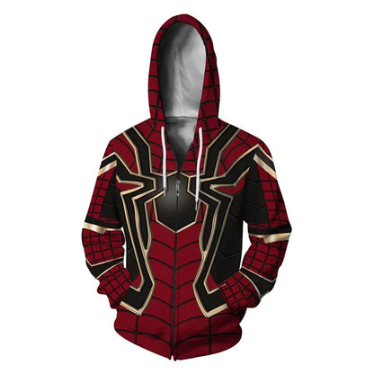 Anime Superhero Spiderman Hooded Zipper Jackets