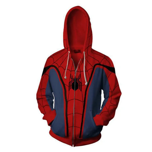 Anime Superhero Spiderman Hooded Zipper Jacket