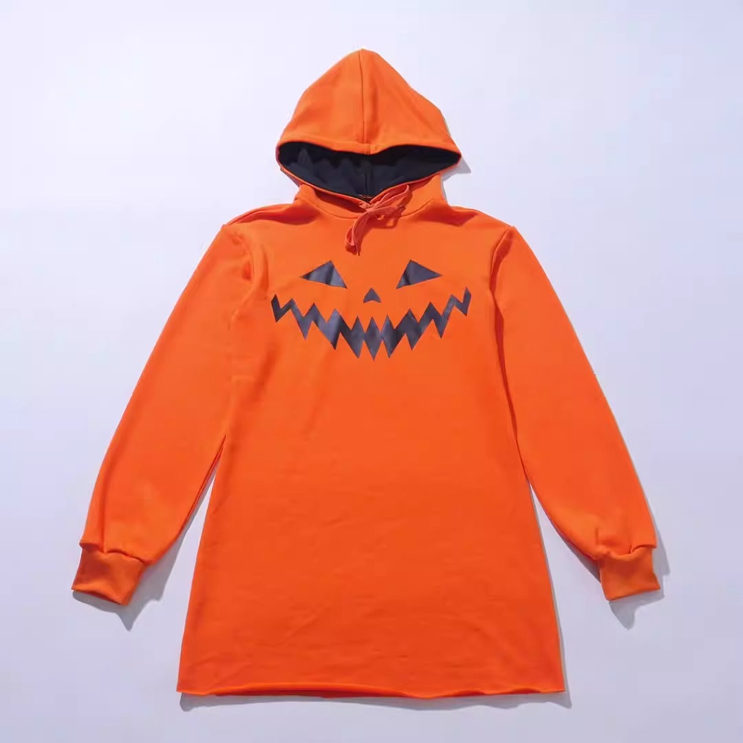 Pumpkin Hooded Sweatshirt Dress