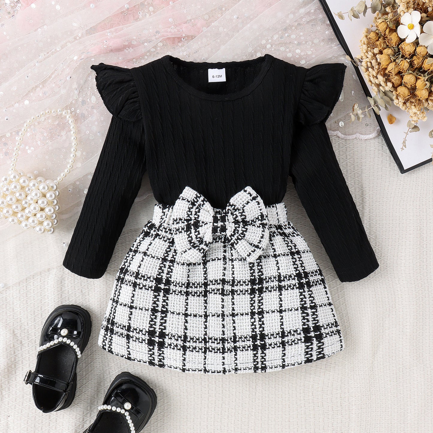 Two-Piece Stripe Bow Skirt And Shirt