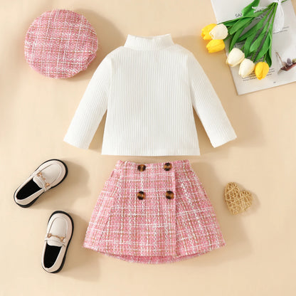 Turtle Neck Long Sleeve Three-Piece Skirt Set