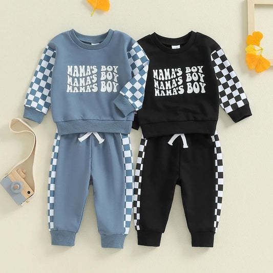 Children Plaid Printed Long-sleeve Sweater Set