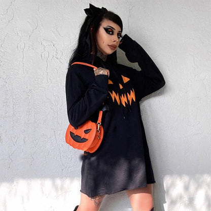 Pumpkin Hooded Sweatshirt Dress