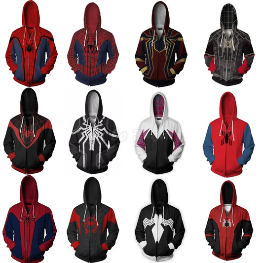 Anime Superhero Spiderman Hooded Zipper Jackets