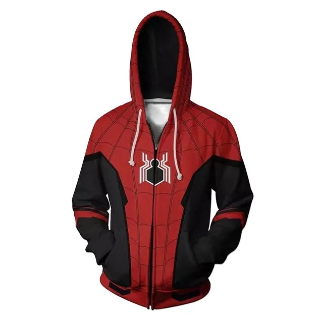 Anime Superhero Spiderman Hooded Zipper Jacket