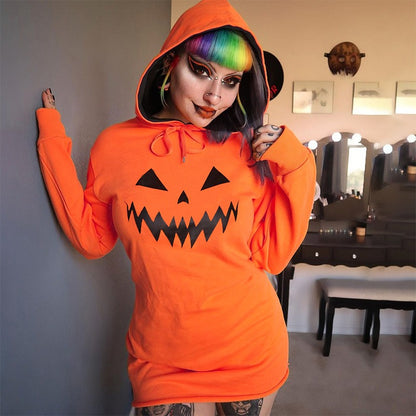 Pumpkin Hooded Sweatshirt Dress