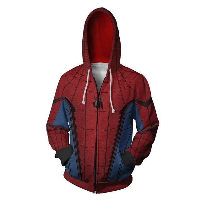 Anime Superhero Spiderman Hooded Zipper Jackets