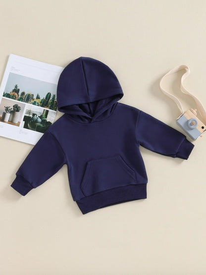 "Cozy & Stylish Hirigin Kids Solid Color Hooded Sweatshirts - Perfect for Every Adventure!"