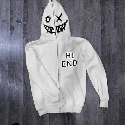 Y2K Grunge Full Face Zip Hoodie