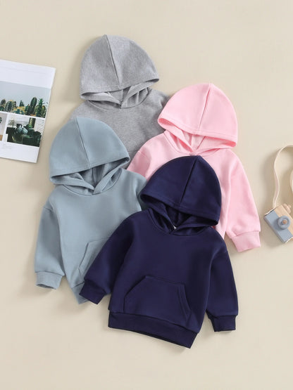 "Cozy & Stylish Hirigin Kids Solid Color Hooded Sweatshirts - Perfect for Every Adventure!"