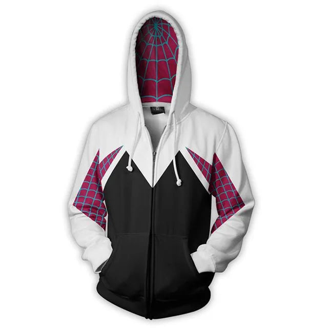 Anime Superhero Spiderman Hooded Zipper Jackets