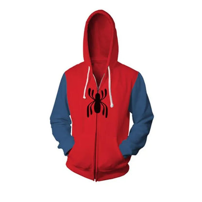 Anime Superhero Spiderman Hooded Zipper Jacket