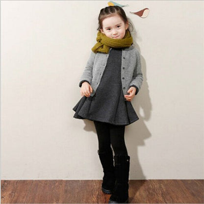 Thick Long Sleeve Cotton Knee-High Dress