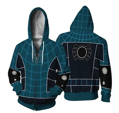 Anime Superhero Spiderman Hooded Zipper Jacket