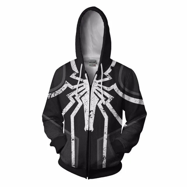 Anime Superhero Spiderman Hooded Zipper Jackets