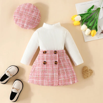 Turtle Neck Long Sleeve Three-Piece Skirt Set