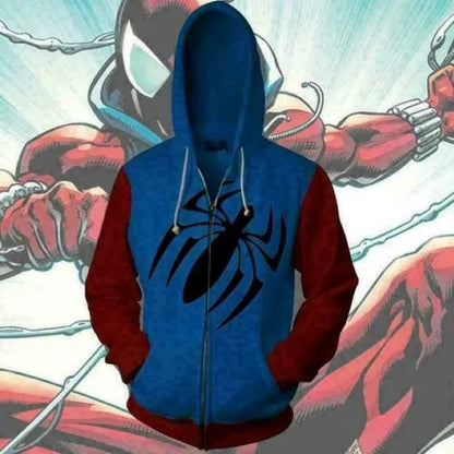 Anime Superhero Spiderman Hooded Zipper Jacket