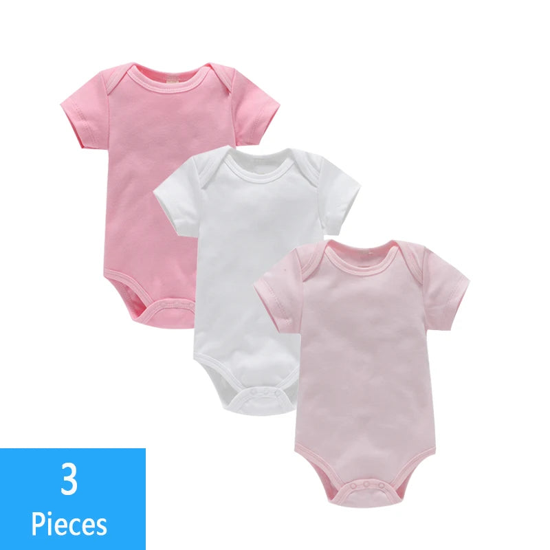 3PCS Boy/Girl Solid Cotton Bodysuit