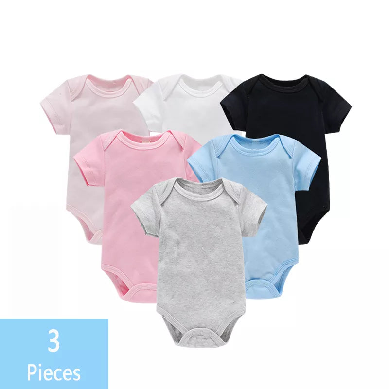 3PCS Boy/Girl Solid Cotton Bodysuit