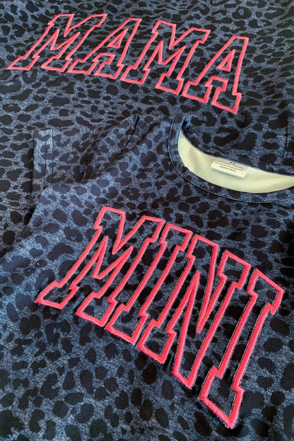 Mom & Me - "Mama & Mini" Navy Leopard Top - Sparkle in Pink