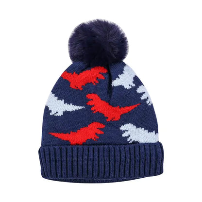 Kids Multi-Color Woolen Fur Ball Skully