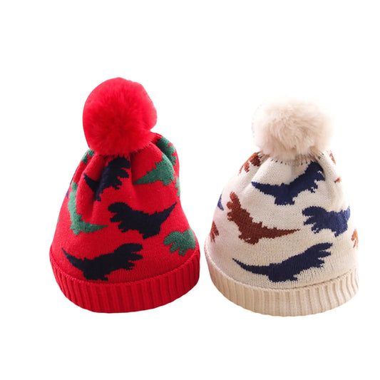 Kids Multi-Color Woolen Fur Ball Skully