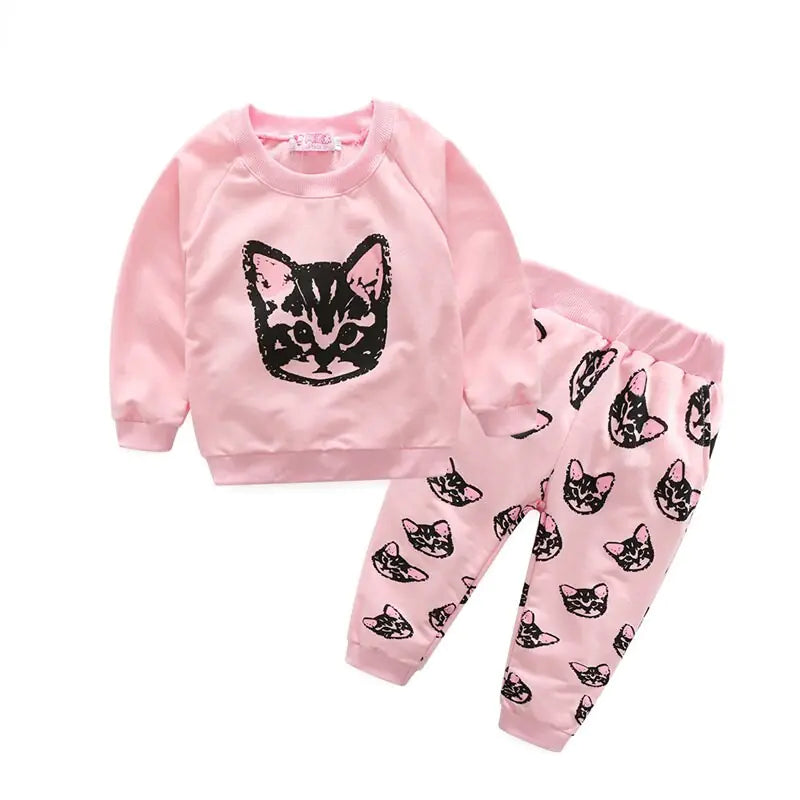 Long Sleeve Kitten Two-Piece Cotton Set