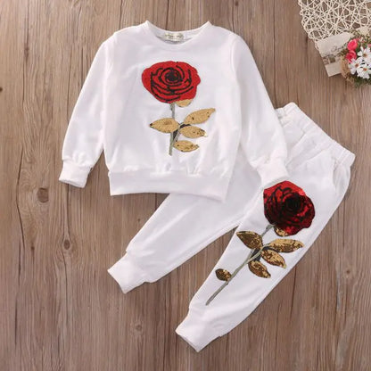 Two-Piece Sequin Rose Flower Set