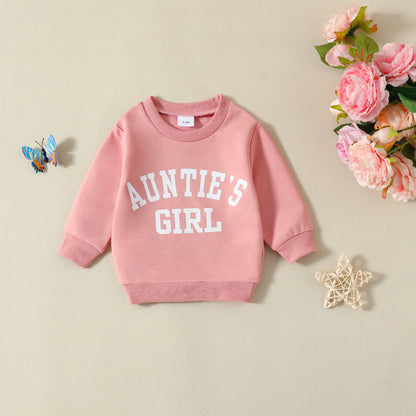 Printed Solid Color "Auntie Girl" Hoodie and Pants