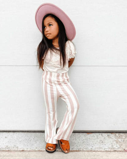 Blakely Boho Bell Bottoms - Peaches 'n Cream Stripes by Bailey's Blossoms