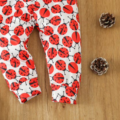 Long-Sleeve Ladybug Print Three-Piece Set