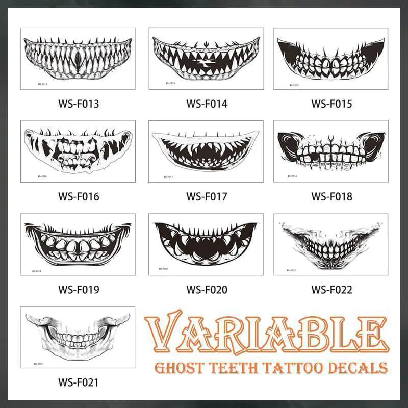 Halloween Ghost Teeth Tattos