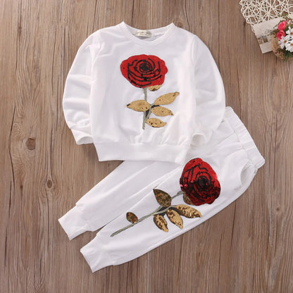 Two-Piece Sequin Rose Flower Set