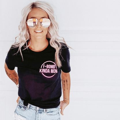 F-Bomb Kinda Mom Tee - Black w/ Pink Print by Sweetees