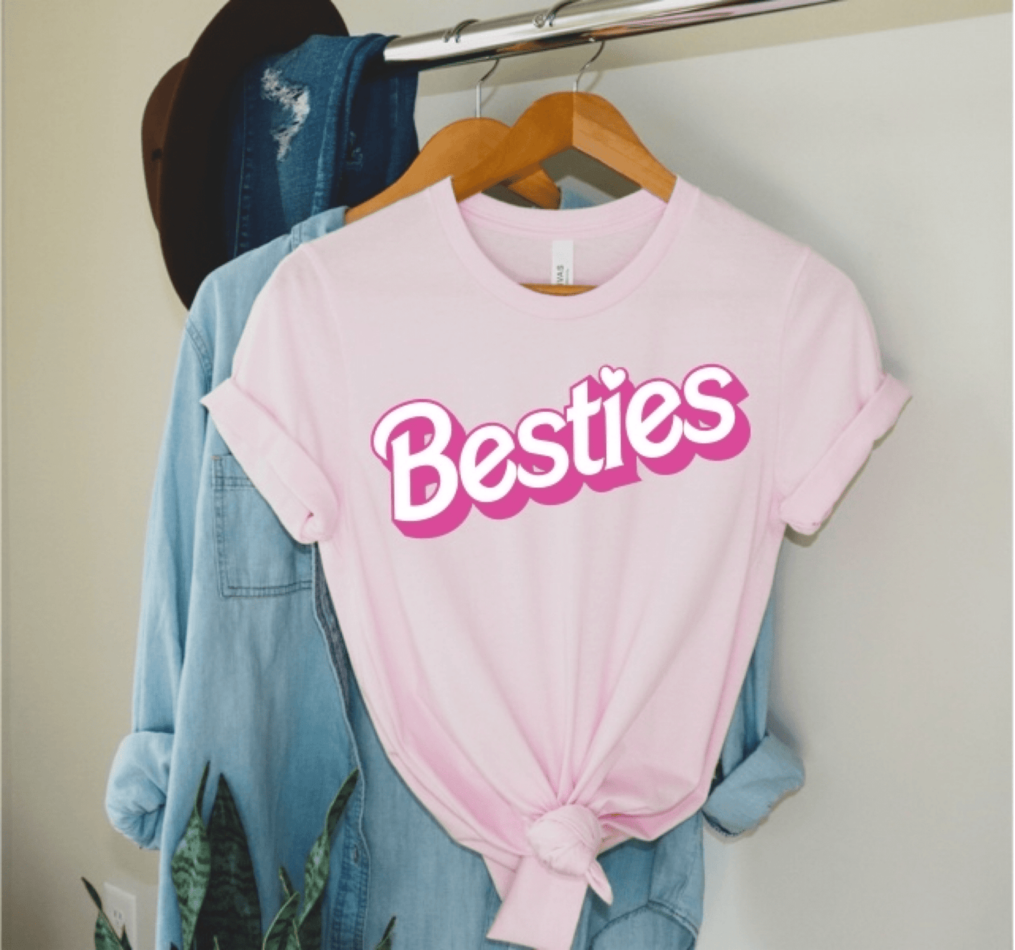 Adult Besties Barbie Tee - Pink by Sweetees