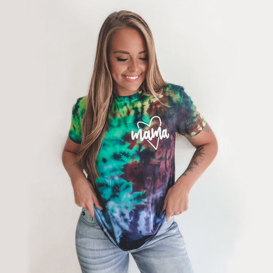 MAMA Multicolor Crinkle Tie Dye Tee by Sweetees