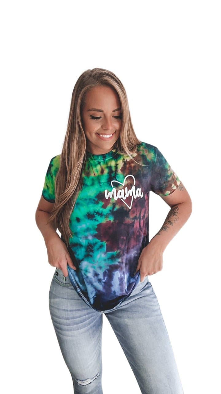 MAMA Multicolor Crinkle Tie Dye Tee by Sweetees