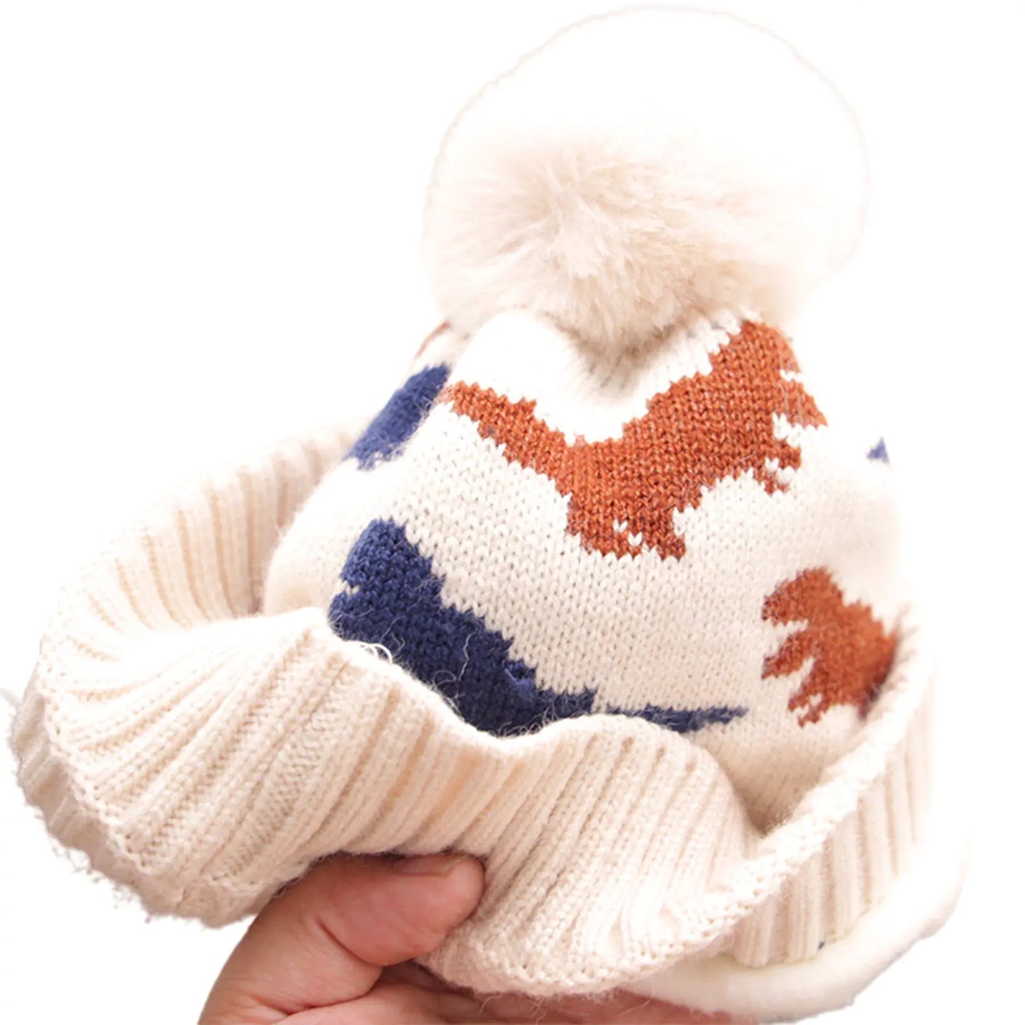 Kids Multi-Color Woolen Fur Ball Skully