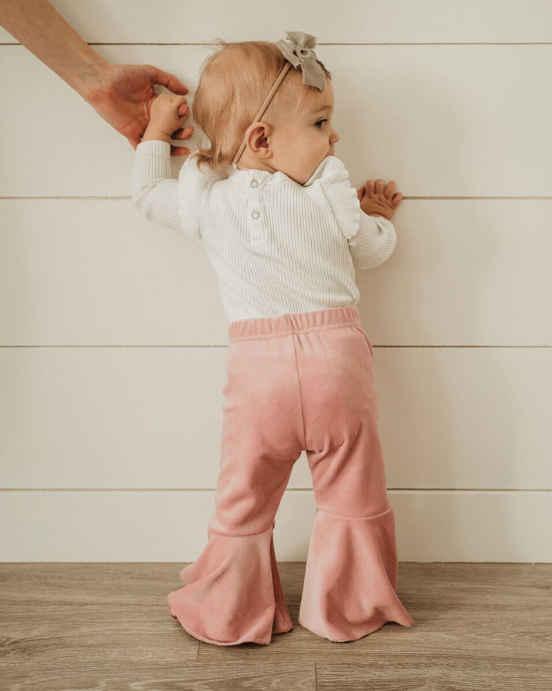 Lina Pleated Velour Bell Bottoms - Lollipop Pink by Bailey's Blossoms