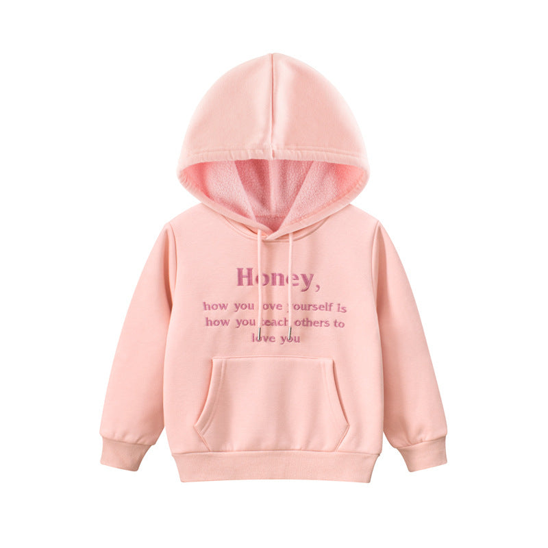 Honey Embroidered Pattern Solid Color Sweatshirt