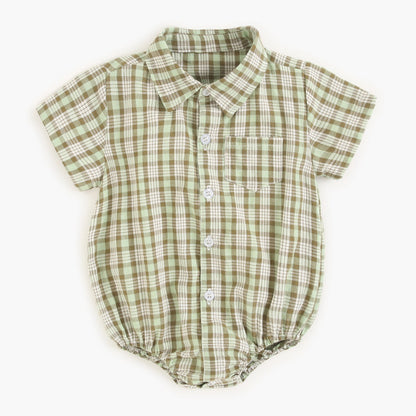 Plaid Pattern Button Down Onesie by MyKids-USA™