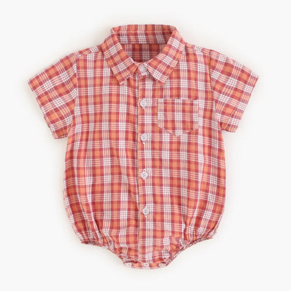 Plaid Pattern Button Down Onesie by MyKids-USA™