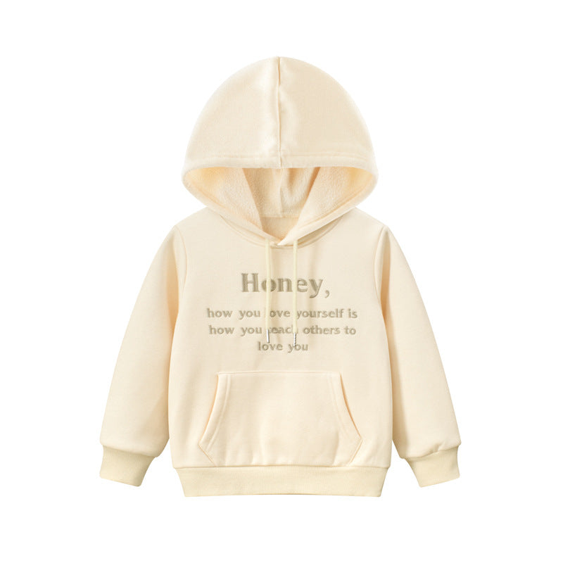 Honey Embroidered Pattern Solid Color Sweatshirt