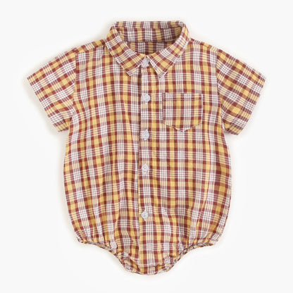 Plaid Pattern Button Down Onesie by MyKids-USA™