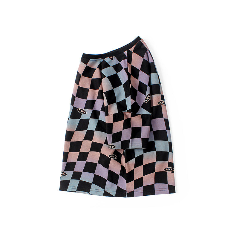 Checkerboard Pattern Short Sleeve Crewneck Tee by MyKids-USA™