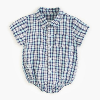 Plaid Pattern Button Down Onesie by MyKids-USA™